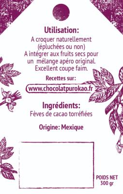 FÈVES DE CACAO TORRÉFIÉES 300G