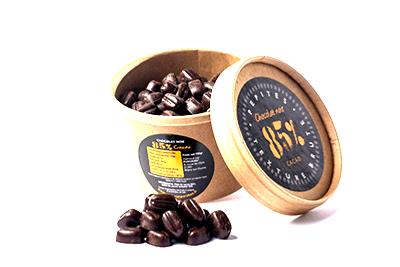 POT DE PEPITES CHOCOLAT NOIR 85 % CACAO 100G